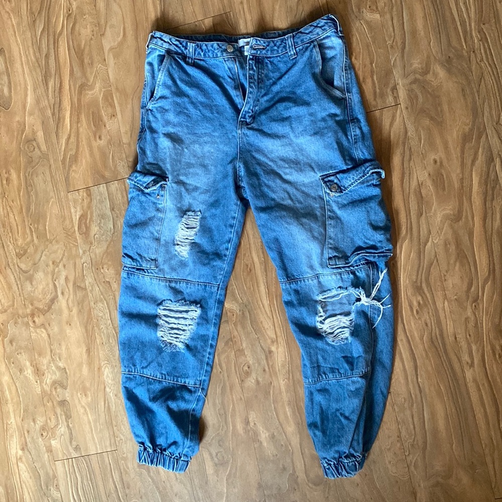 Ripped Denim Joggers